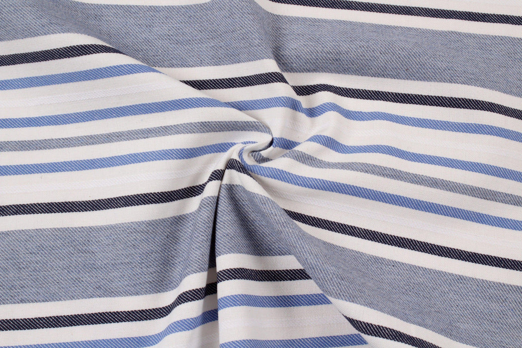 Cotton Blend Shirting - Blue Stripes-Fabric-FabricSight