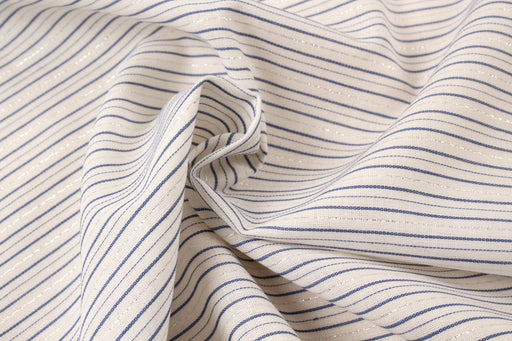 Fine Metallic Stripes on Light Cotton-Fabric-FabricSight