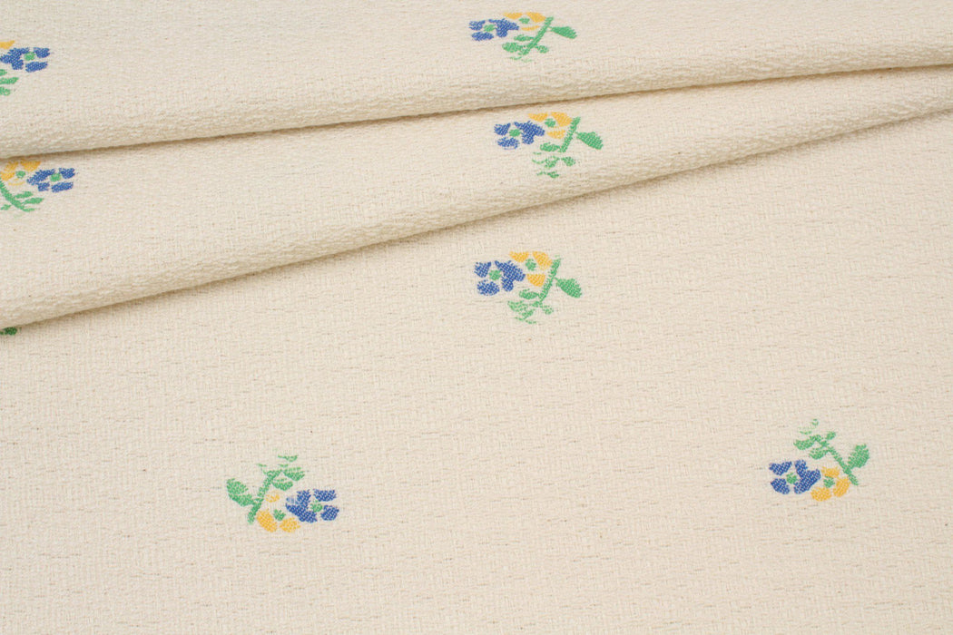 Floral Bouquet Cotton Tweed Jacquard-Fabric-FabricSight