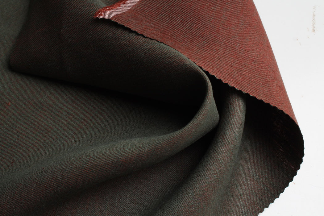Double Face Linen Twill – 100% European Flax® – Khaki & Tile