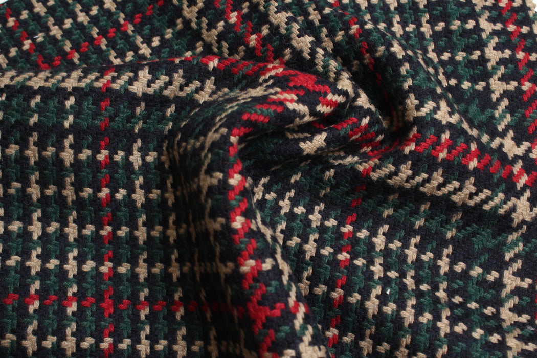 swatch-Reversible Wool Blend Tweed – Heritage Check – Italian Designer Deadstock