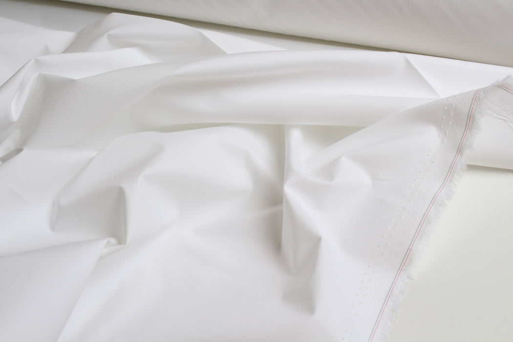 Premium Pima Cotton Stretch Poplin | Optical White - Remnant
