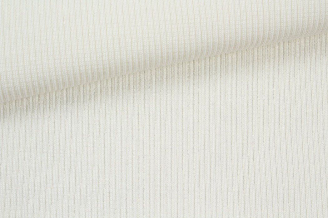 10 Mts Roll - Organic Cotton Stretch Rib 2x2 (Off-white) - OFFER: 8,20€/MT-Roll-FabricSight