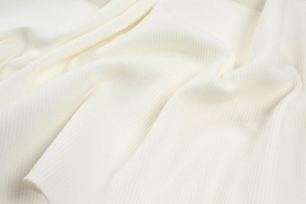 10 Mts Roll - Organic Cotton Stretch Rib 2x2 (Off-white) - OFFER: 8,20€/MT-Roll-FabricSight