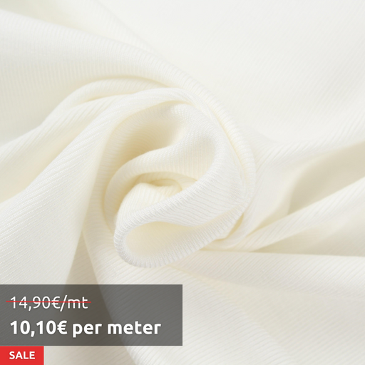 10 Mts - Stretch Bamboo Rib for Tops, Neckbands and Cuffs (Off White) - OFFER: 10,10€/Mt-Roll-FabricSight