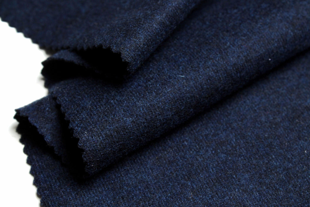 100% Cashmere Jersey – Navy Blue Mélange (Yarn Dyed)-Fabric-FabricSight