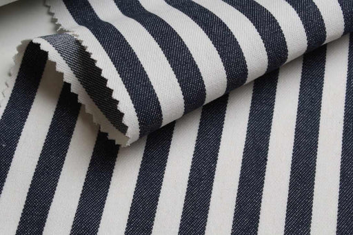swatch-100% Cotton Stripes Denim - Yarn Dyed-Fabric-FabricSight