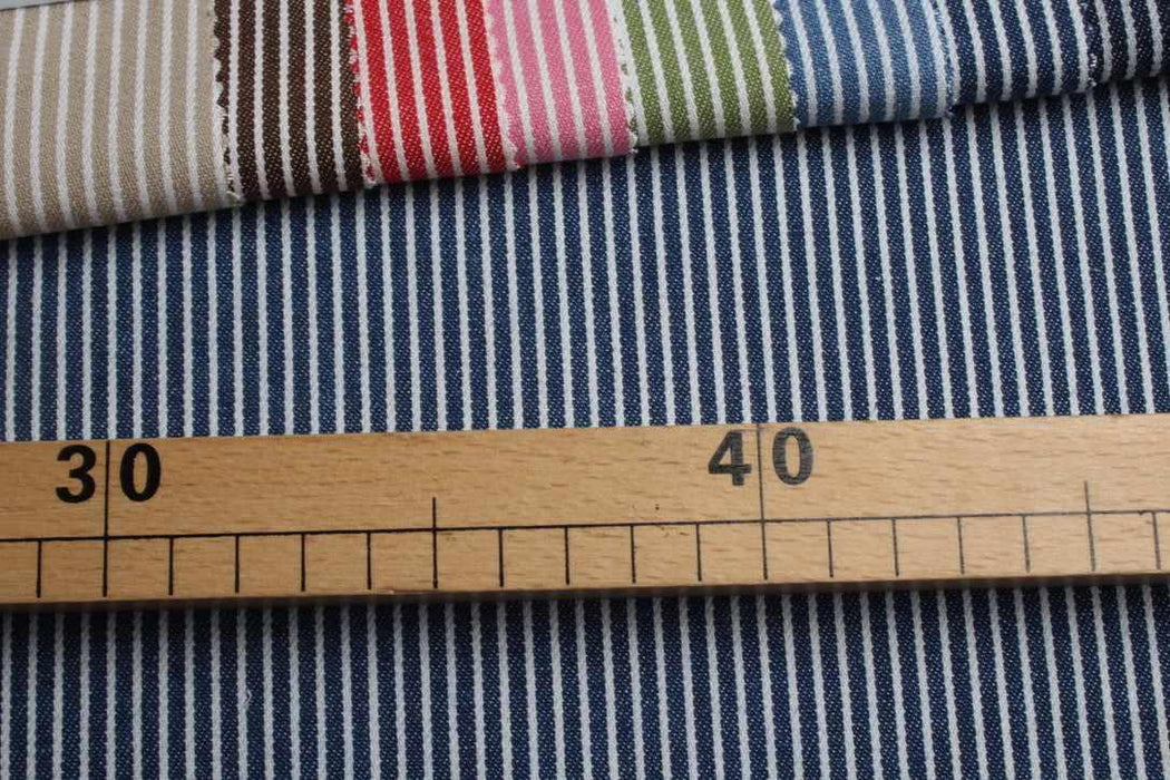swatch-100% Cotton Thin Stripes Denim - Yarn Dyed-Fabric-FabricSight