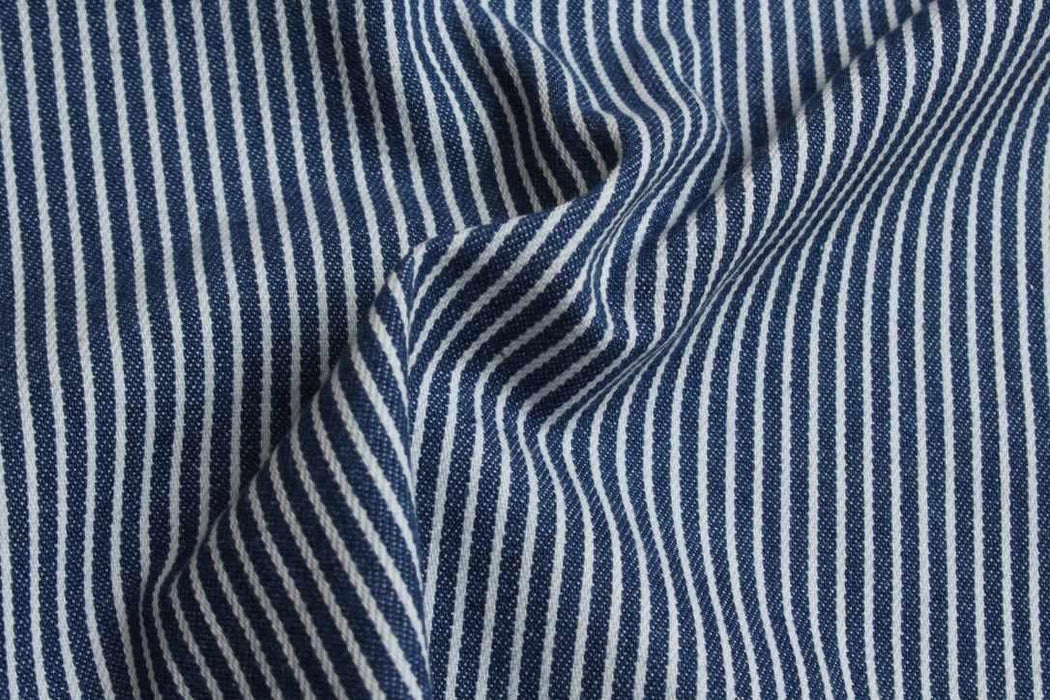 swatch-100% Cotton Thin Stripes Denim - Yarn Dyed-Fabric-FabricSight