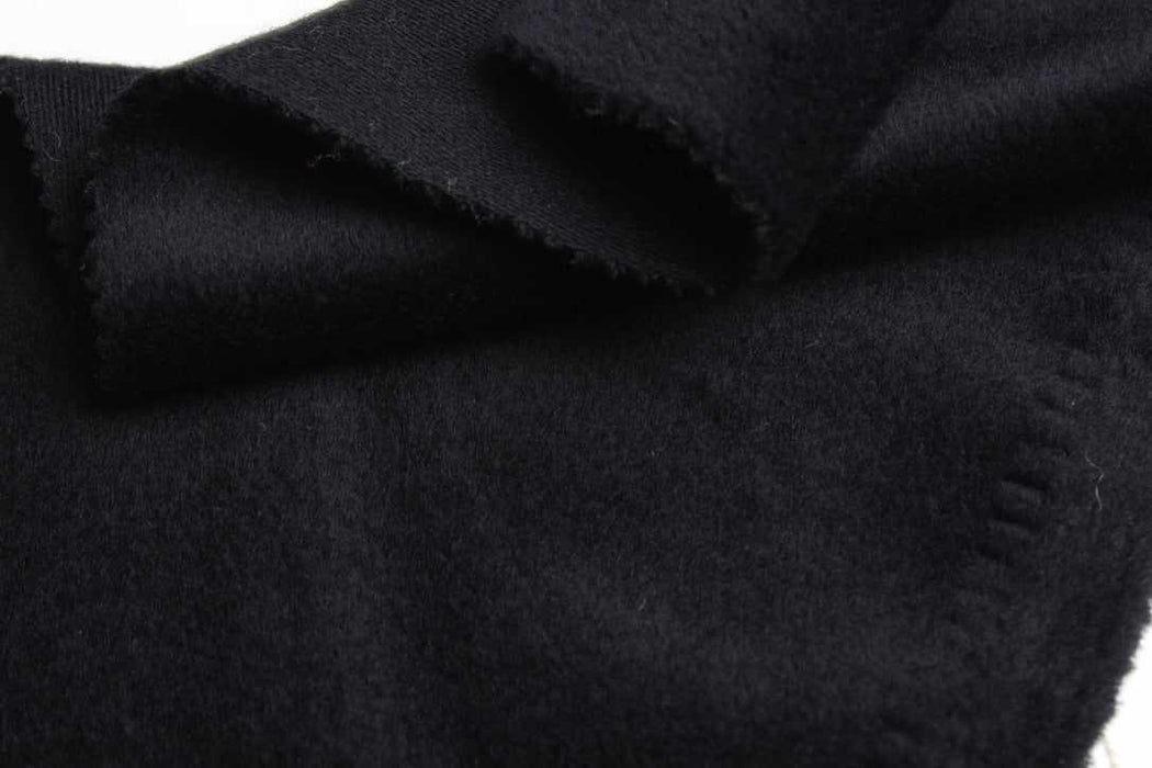 swatch-100% Virgin Wool Hairy Coat Fabric – Black – Italian Designer Stock-Fabric-FabricSight