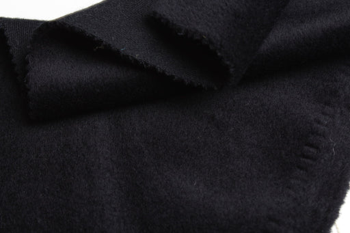 100% Virgin Wool Hairy Coat Fabric – Black – Italian Designer Stock-Fabric-FabricSight