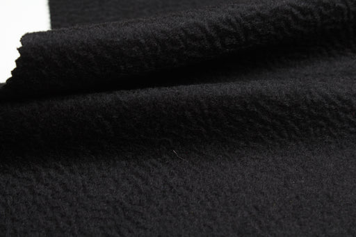 100% Virgin Wool Textured Coat Fabric – Black – Italian Designer Stock-Fabric-FabricSight