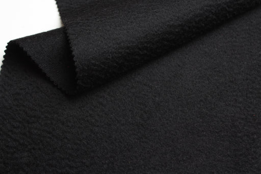 100% Virgin Wool Textured Coat Fabric – Black – Italian Designer Stock-Fabric-FabricSight