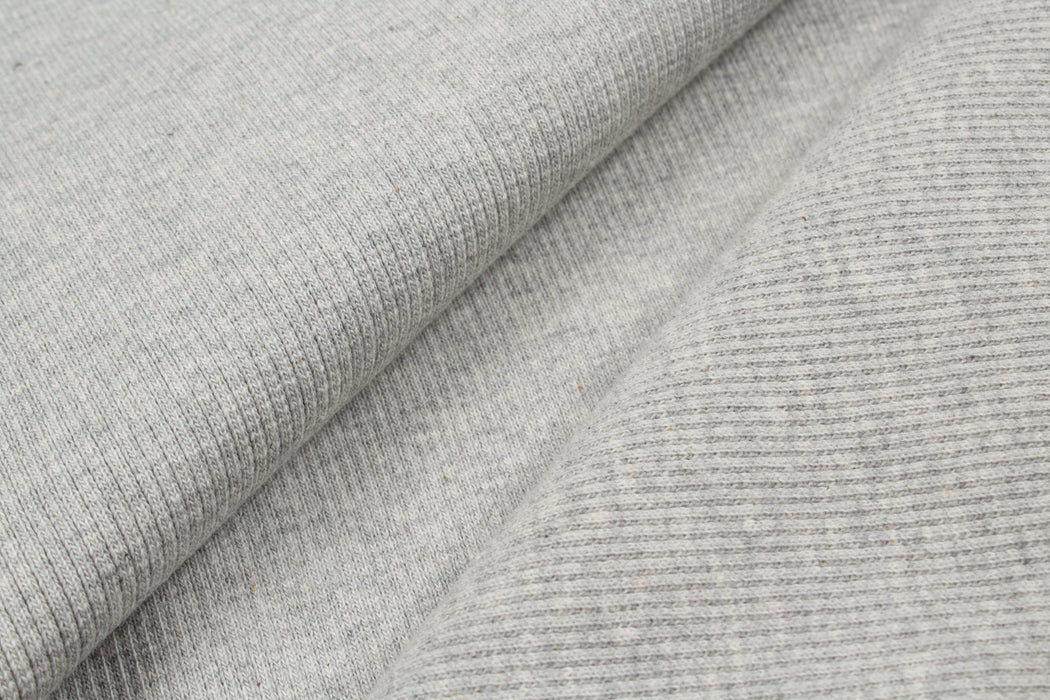 11 Mts Roll - Organic Cotton Stretch Rib 2x2 (Grey Melange) - OFFER: 6,50€/MT-Roll-FabricSight