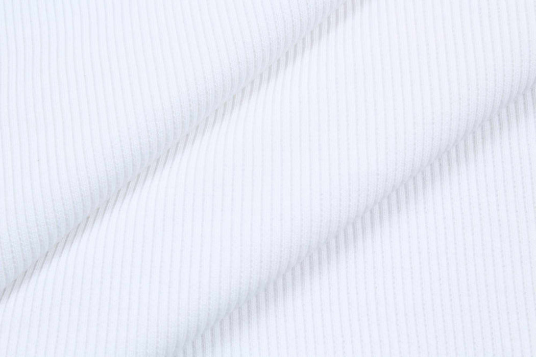 11 Mts Roll - Stretch Organic Cotton Rib 2x2 for Tops (Optical White) - OFFER: 8'95€/Mt-Roll-FabricSight