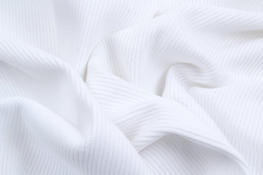 12 Mts Roll - Stretch Organic Cotton Rib 2x2 for Tops (Optical White) - OFFER: 8'95€/Mt-Roll-FabricSight