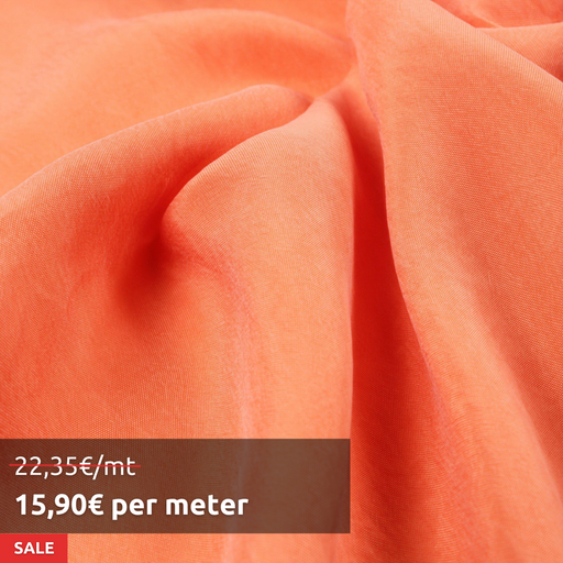 13 Mts - Vegan silk - Cupro Satin - SCARLET (Coral) - OFFER: 15,90€/Mt-Roll-FabricSight