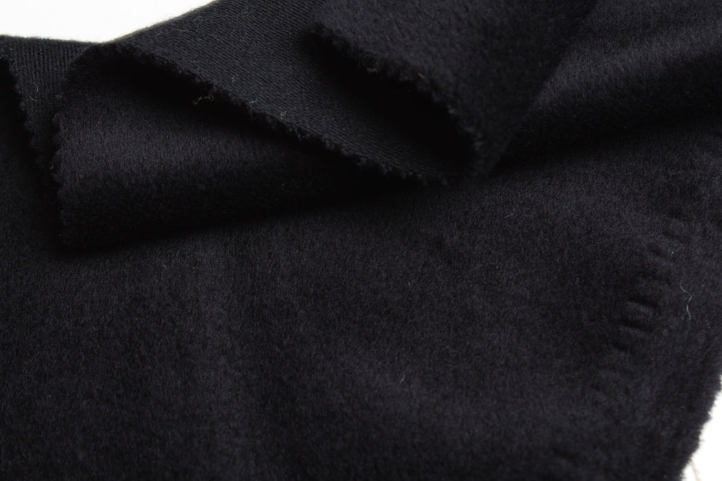100% Virgin Wool Hairy Coat Fabric – Black – Italian Designer Stock