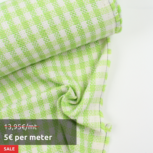 20 Mts Roll - Certified Recycled Tweed (Green Checks) - OFFER: 5€/Mt-Roll-FabricSight