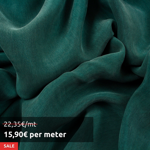 23 Mts Roll - Vegan silk - Cupro Satin - SCARLET (Dark Green) - Offer: 15,90€/Mt-Roll-FabricSight