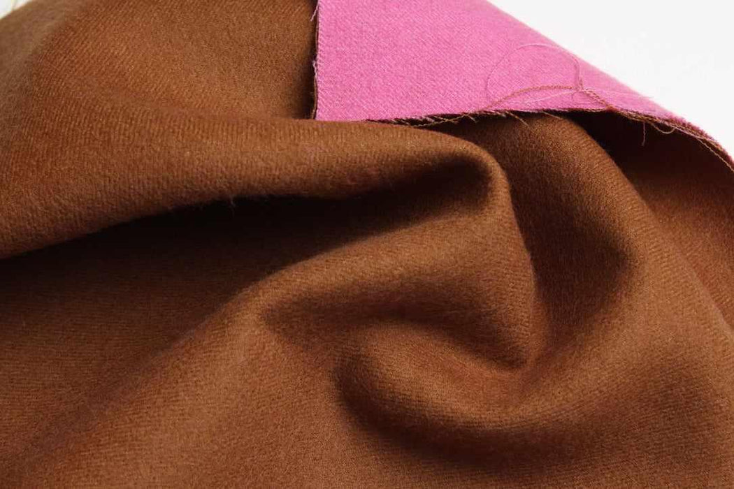 Pink & Brown Double-Face Wool & Silk Flannel – Italian Designer Stock