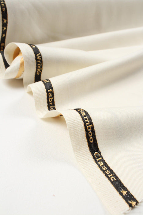 3 Mts Piece - Bamboo Twill for Trousers - Stretch (Off White) - OFFER: 12,10€/Mt-Roll-FabricSight