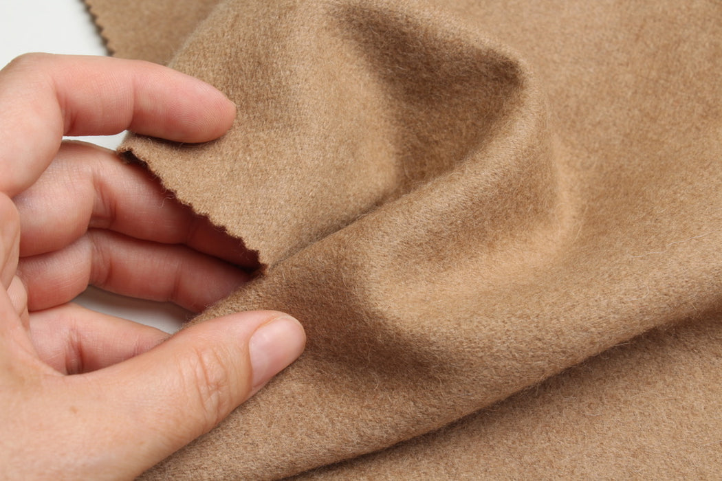 Luxury Camel Hair & Virgin Wool Brushed Knit – Camel & Black