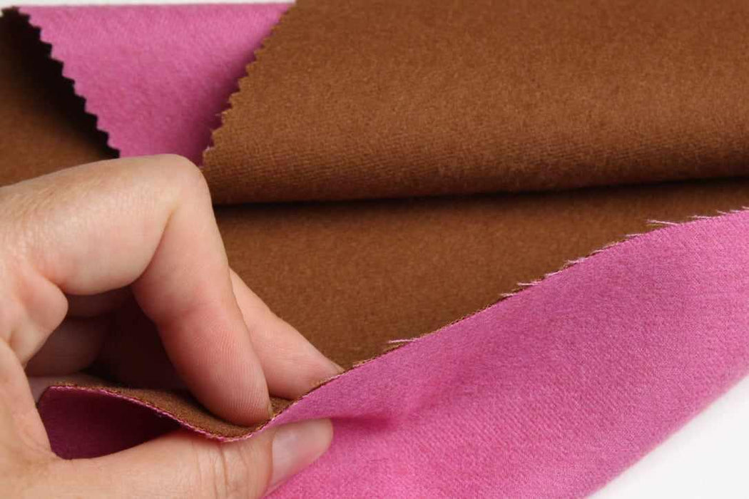 Pink & Brown Double-Face Wool & Silk Flannel – Italian Designer Stock