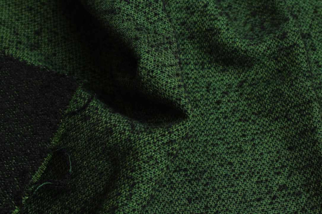 Black & Green Wool Blend Tweed Bouclé – Made in Spain