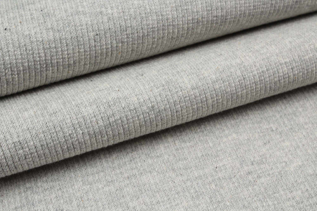 3.5 Mts Piece - Organic Cotton Stretch Rib 2x2 (Grey Melange) - OFFER: 6,50€/MT-Roll-FabricSight