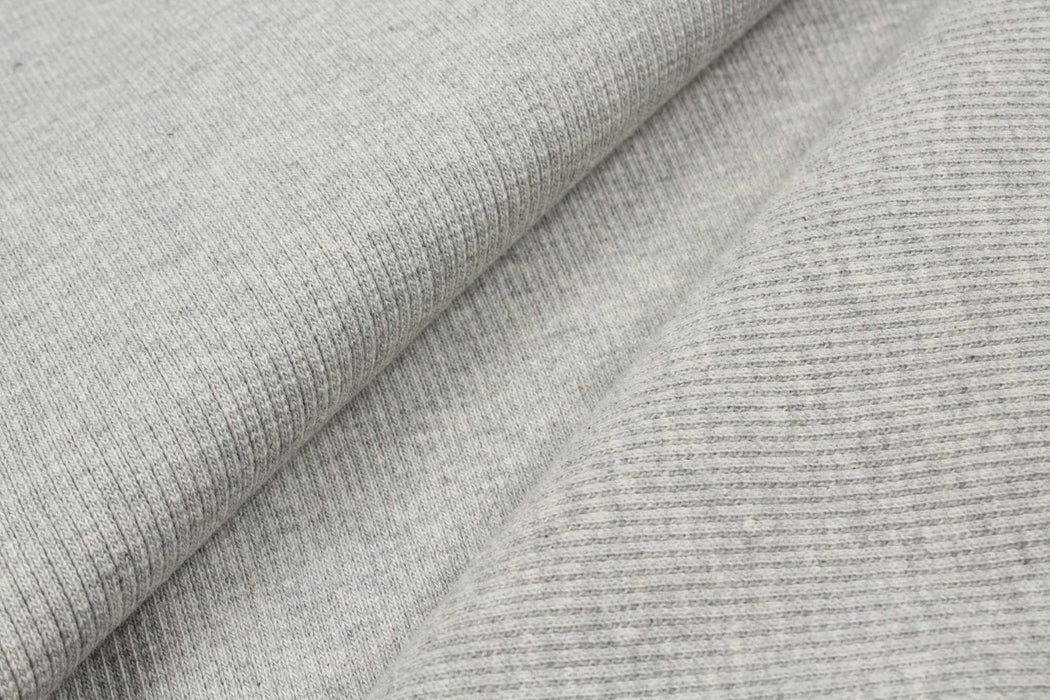 3.5 Mts Piece - Organic Cotton Stretch Rib 2x2 (Grey Melange) - OFFER: 6,50€/MT-Roll-FabricSight