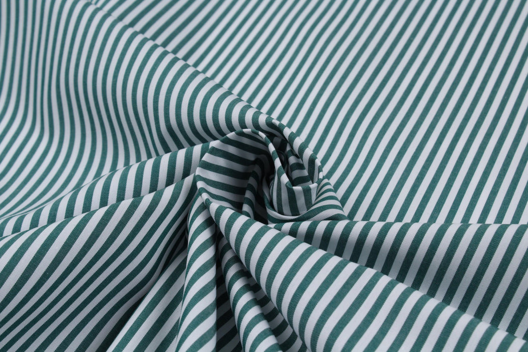 4 Mts - BCI Cotton Poplin Pintripes (Green) - OFFER: 8.90€/Mt-Roll-FabricSight