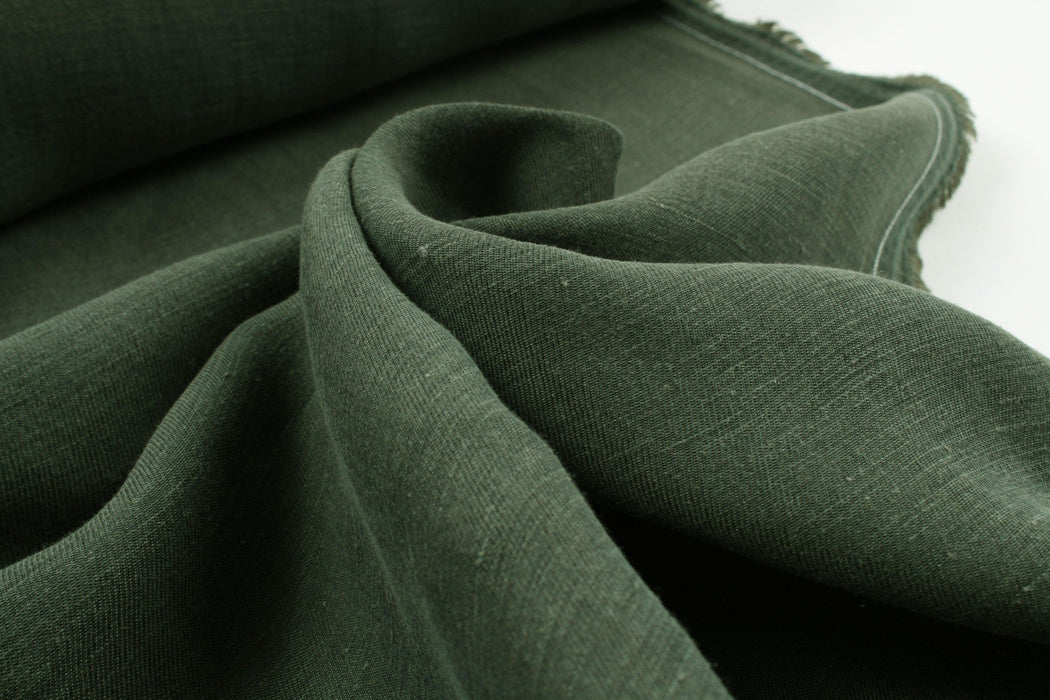 4 Mts Roll - Cupro Linen Twill, Vegan Certified - STEFANY (Military Green) - OFFER: 17.25€/Mt-Roll-FabricSight