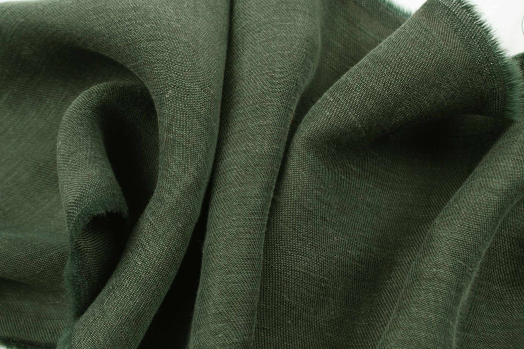 4 Mts Roll - Cupro Linen Twill, Vegan Certified - STEFANY (Military Green) - OFFER: 17.25€/Mt-Roll-FabricSight
