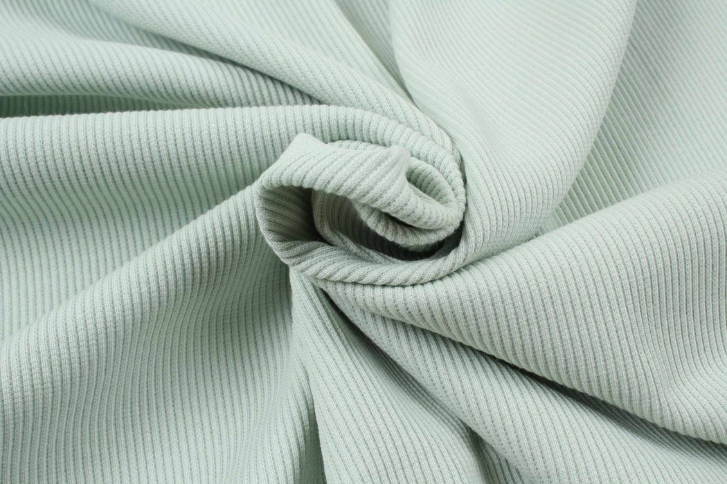 4 Mts Roll - Stretch Organic Cotton Rib 2x2 for Tops (Mint) - OFFER: 9'50€/Mt-Roll-FabricSight