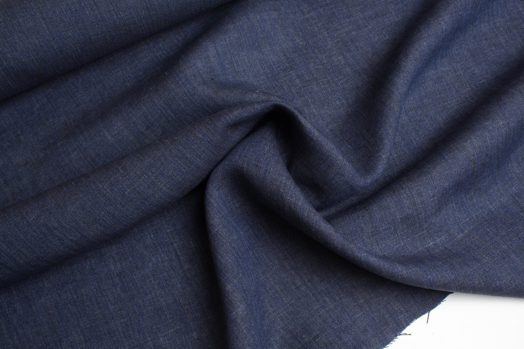 Mid-Weight washed Linen Indigo Blue/Black