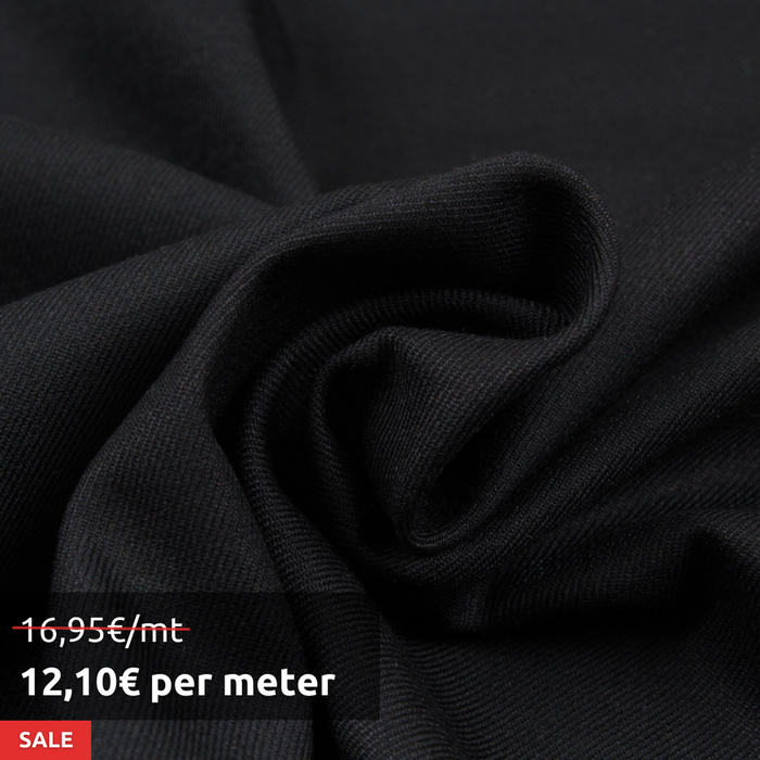 5 Mts Roll - Bamboo Twill for Trousers - Stretch (Black) - OFFER: 12,10€/Mt-Roll-FabricSight