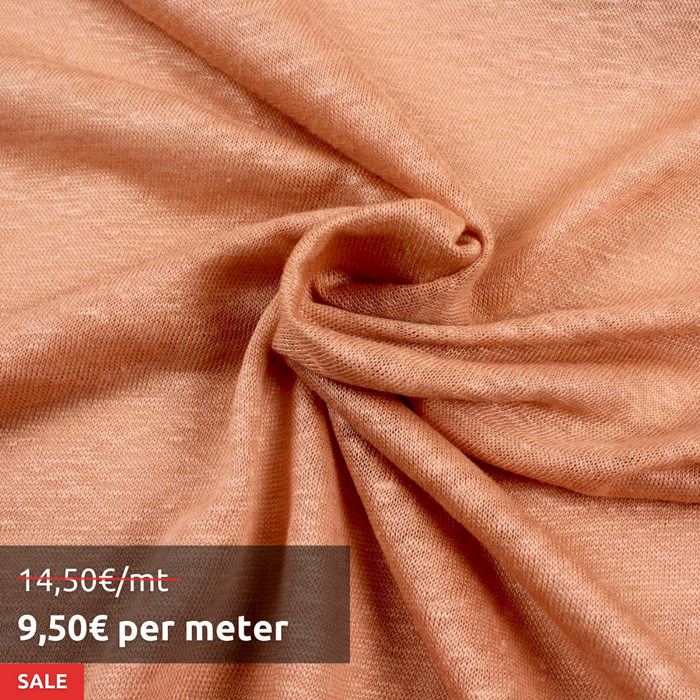 5 Mts - Soft Linen Single Jersey (Vintage Pink) - OFFER: 9,50€/Mt-Roll-FabricSight