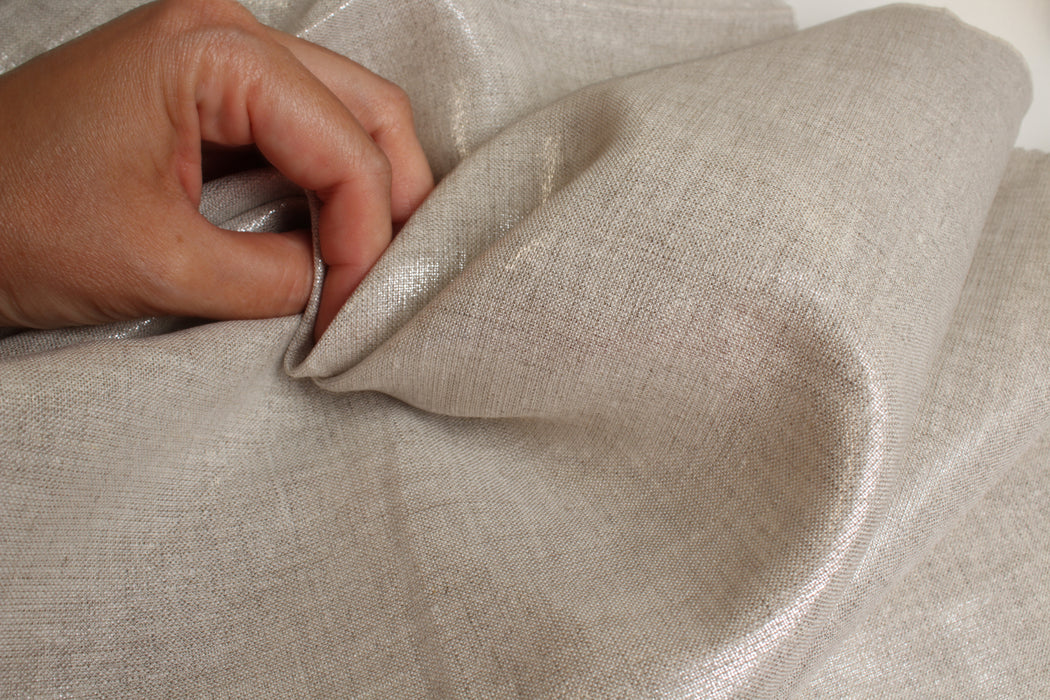 100% Linen with Silver Foil Finish – European Flax® – Natural Metallic Linen