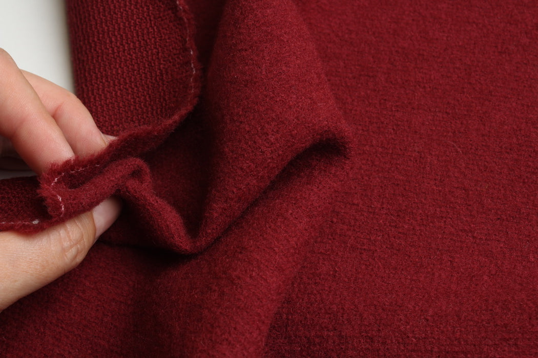 100% Wool Crepe – Soft One-Side Brushed – Burgundy – Designer Stock