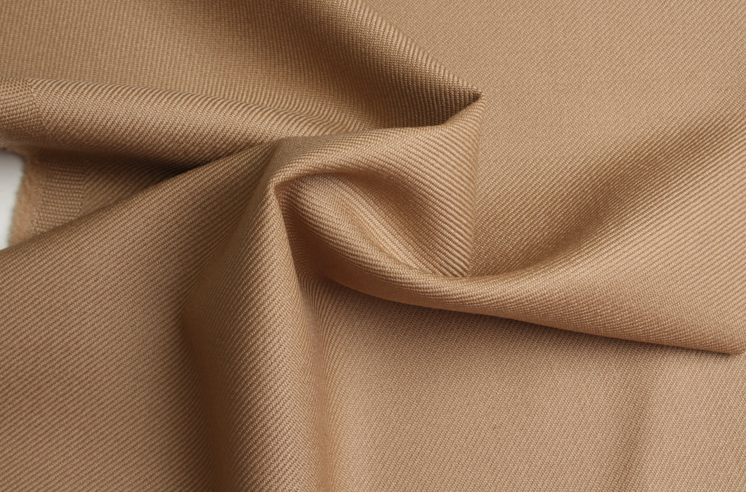 Luxury 100% Virgin Wool Compact Twill – Camel – Italian Designer Deadstock