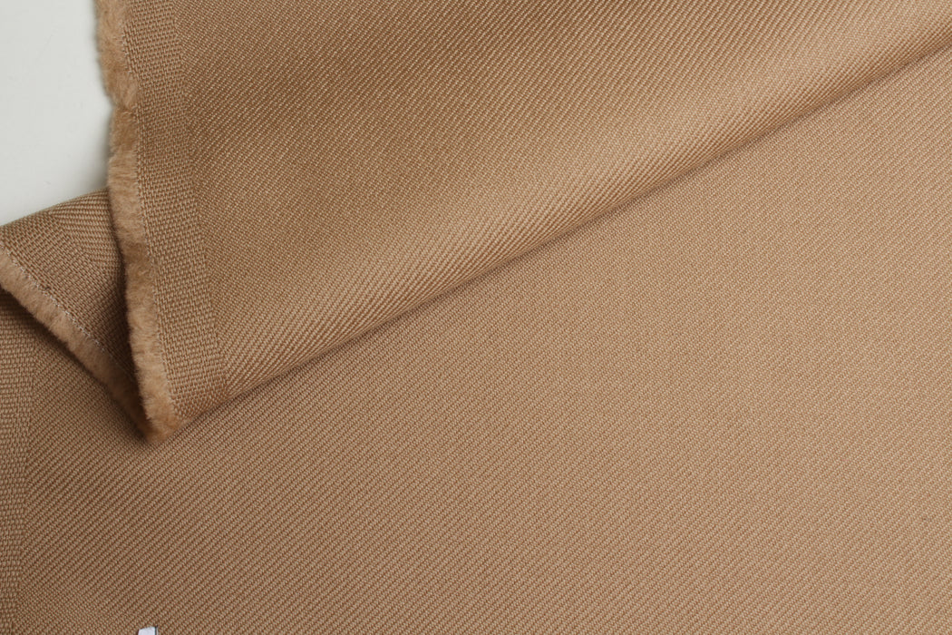 Luxury 100% Virgin Wool Compact Twill – Camel – Italian Designer Deadstock