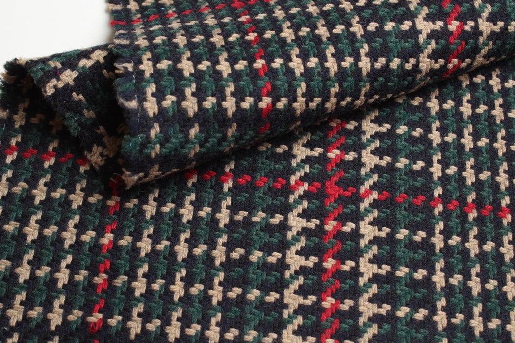 swatch-Reversible Wool Blend Tweed – Heritage Check – Italian Designer Deadstock