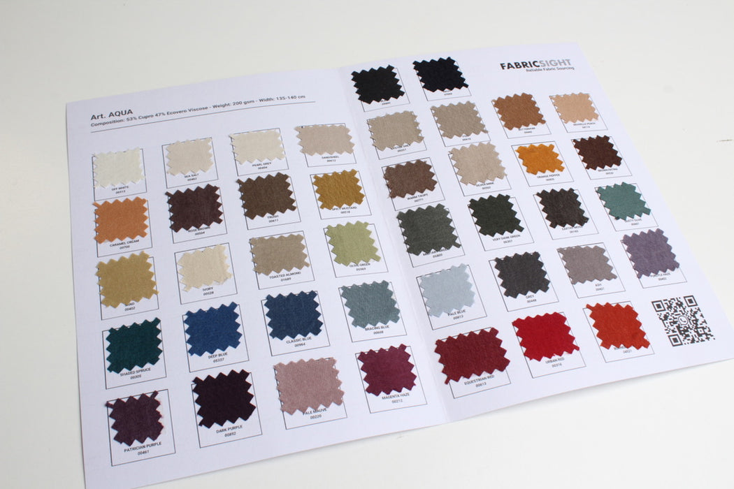 Cupro Viscose Blend Twill, Vegan Certified - AQUA (+40 Colors)
