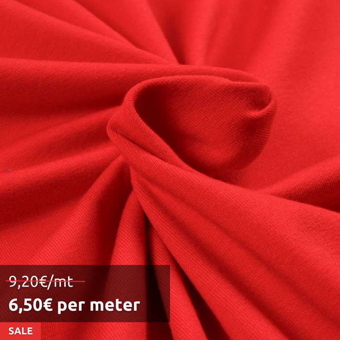 7 Mts Roll - Organic Cotton Brushed Fleece (Red) - OFFER: 6,50€/METER-Roll-FabricSight