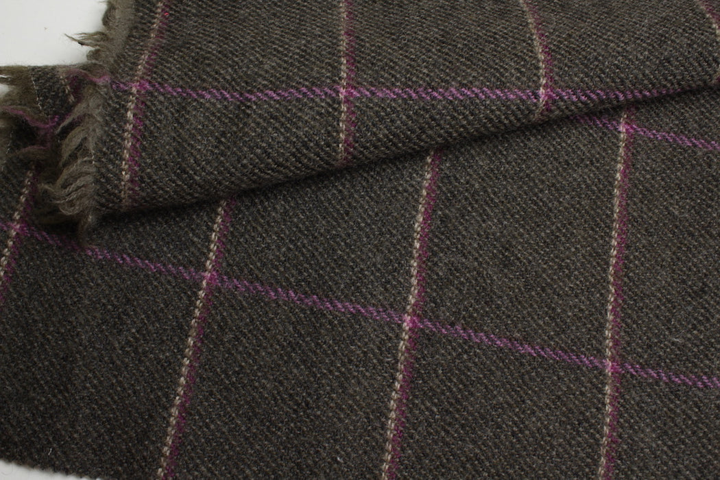 100% Wool Windowpane Check – Italian Designer Deadstock
