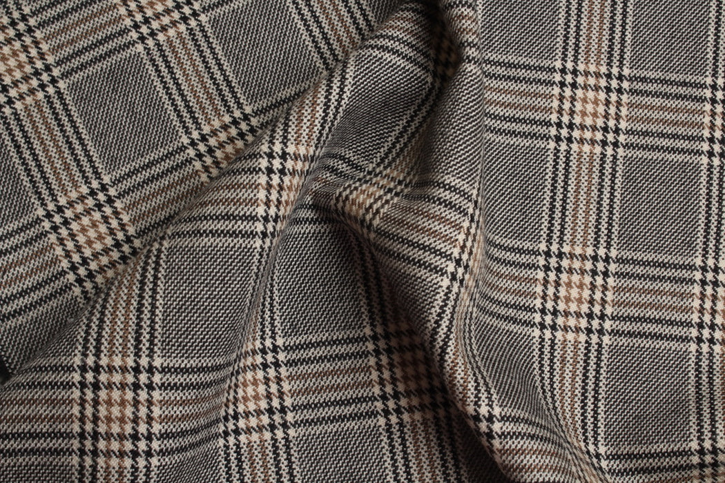 Luxury 100% Wool Prince of Wales Check – Italian Designer Stock