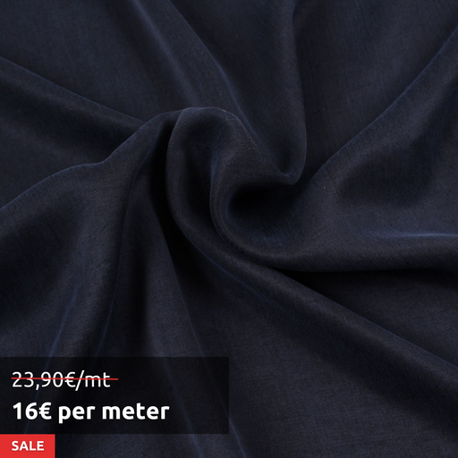8 Mts Roll - Cupro Viscose Twill, Vegan Certified (Navy) - OFFER: 16€/Meter-Roll-FabricSight