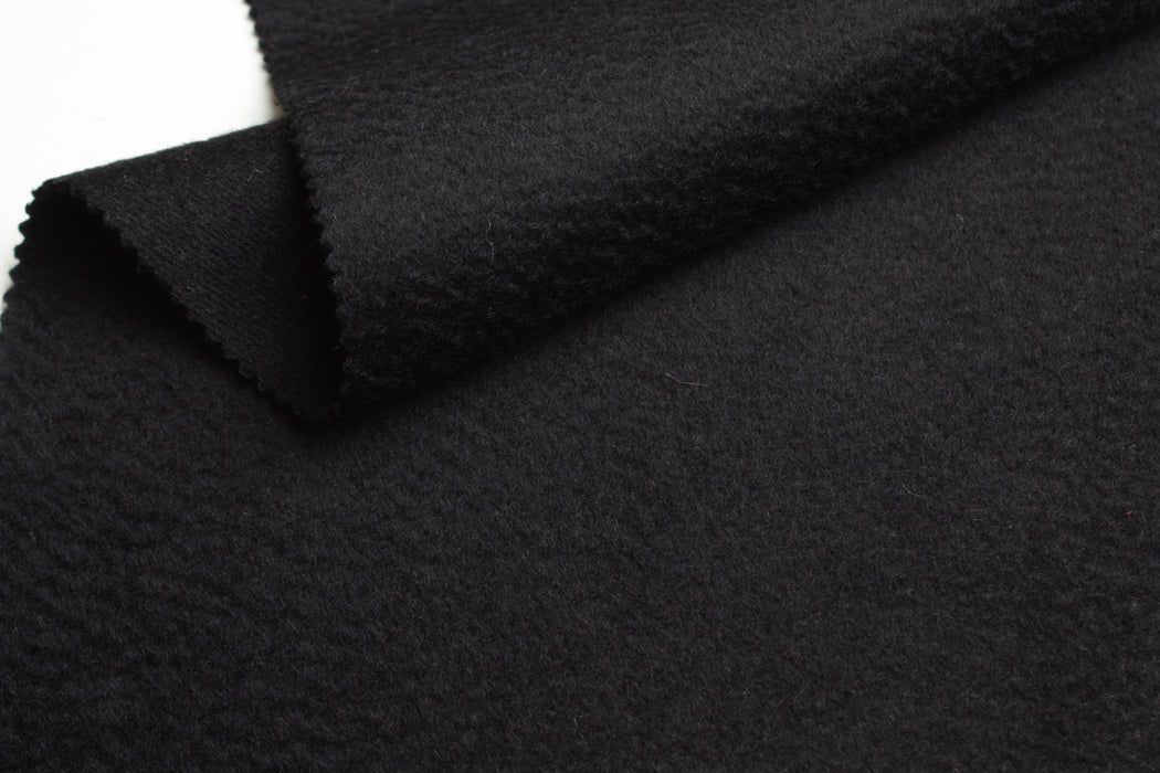 100% Virgin Wool Textured Coat Fabric – Black – Italian Designer Stock