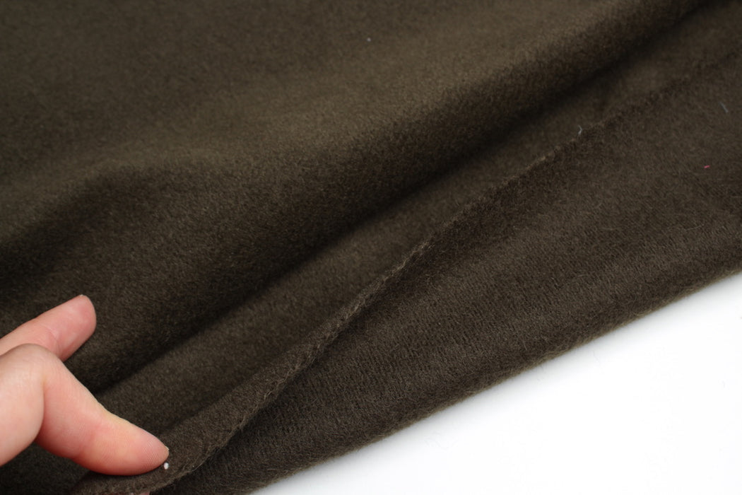 Luxury Alpaca & Virgin Wool Coating – Khaki Green – Designer Deadstock